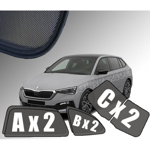 Sr solskjerm i akryl til Skoda Scala med enkel montering og vindavviser effekt