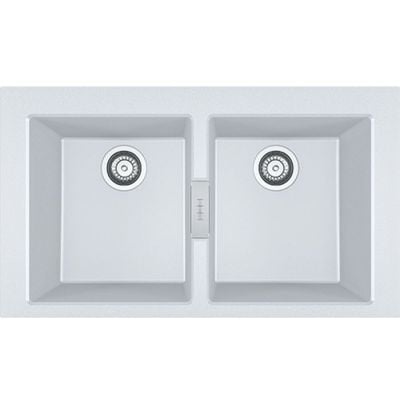 Franke Sirius 2.0 S2D 620 hvit kjøkkenvask i Tectonite-kompositt med 2 kummer, 860x500 mm