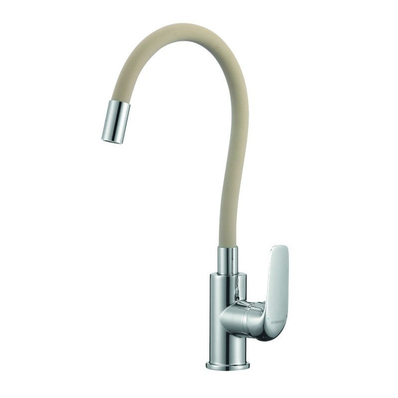 Kuchinox Elza kjøkkenbatteri med fleksibel beige gummitut og kromfinish – BKE_461D