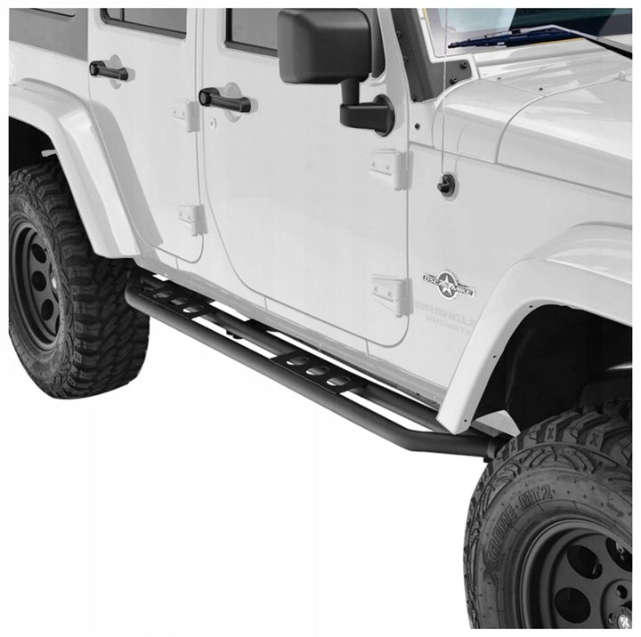 Stigtrinn fra ukjent produsent til Jeep Wrangler JK 2006-2018 i svart rustfritt stål