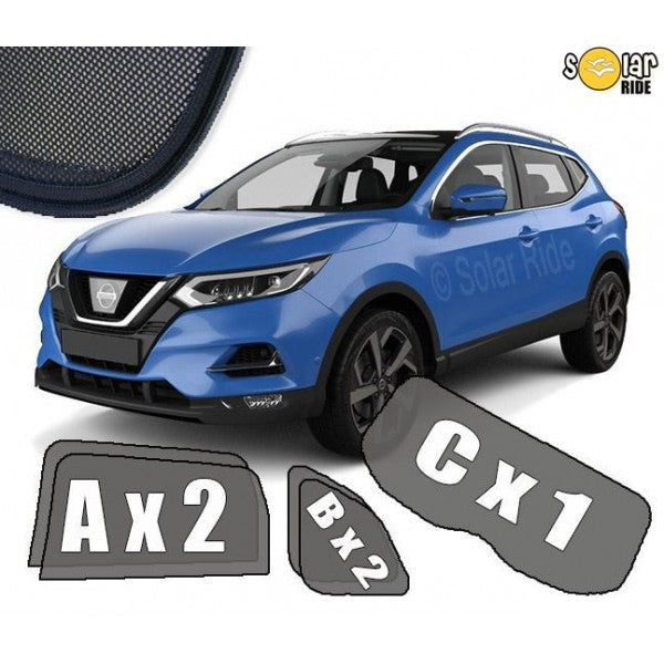 Sr solskjerm i akryl til Nissan Qashqai (J11) facelift med enkel montering og vindavviserfunksjon