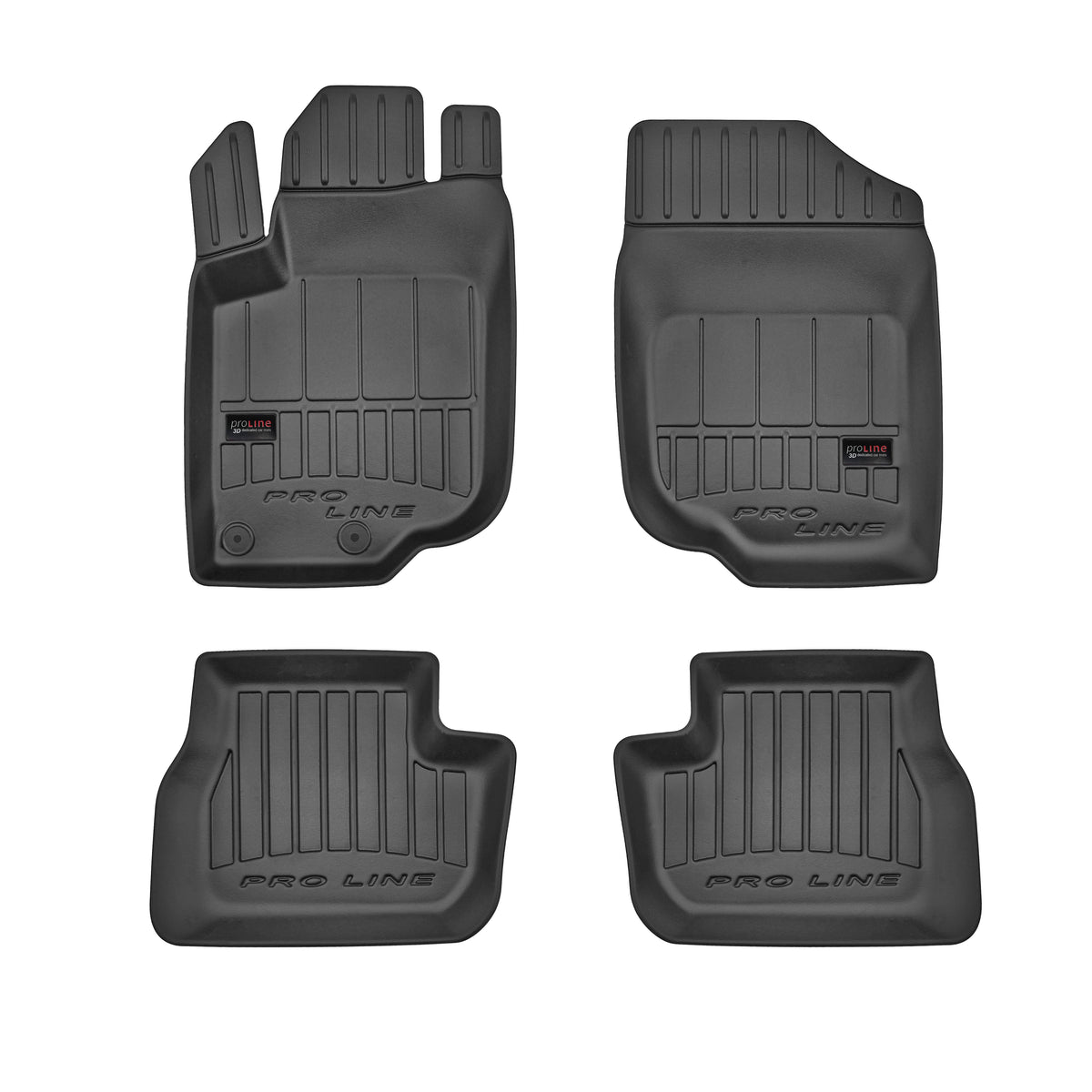 Frogum 3D Premium gulvmatter til Peugeot 207 (2006-2012) – svart TPE med høy sidekant, sett med 4