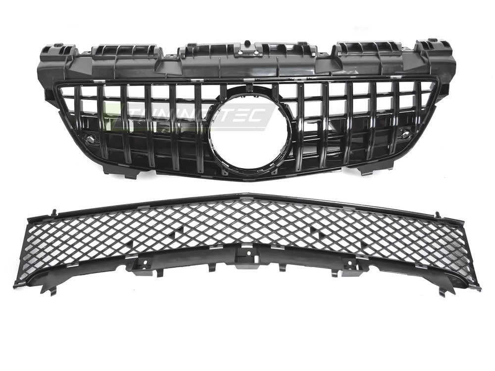 Detaljbilde av Grill SLK R172 11-15 blank sort med lamellstruktur og emblemfeste.