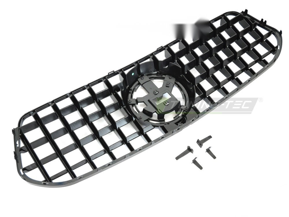 Grill Mercedes GLE W167/C167 19-23 sort/krom med festedetaljer på baksiden.