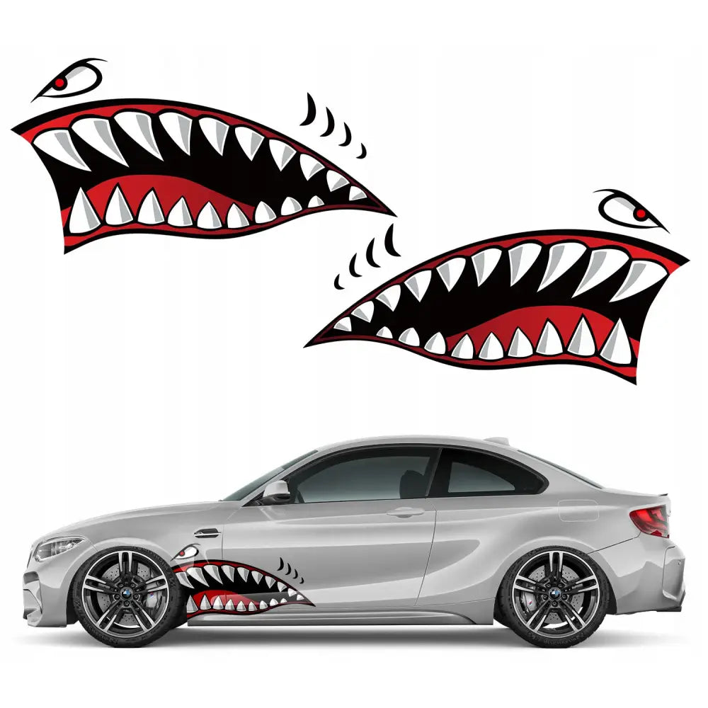 2x Bildekal Farlig Hai Shark 55x108