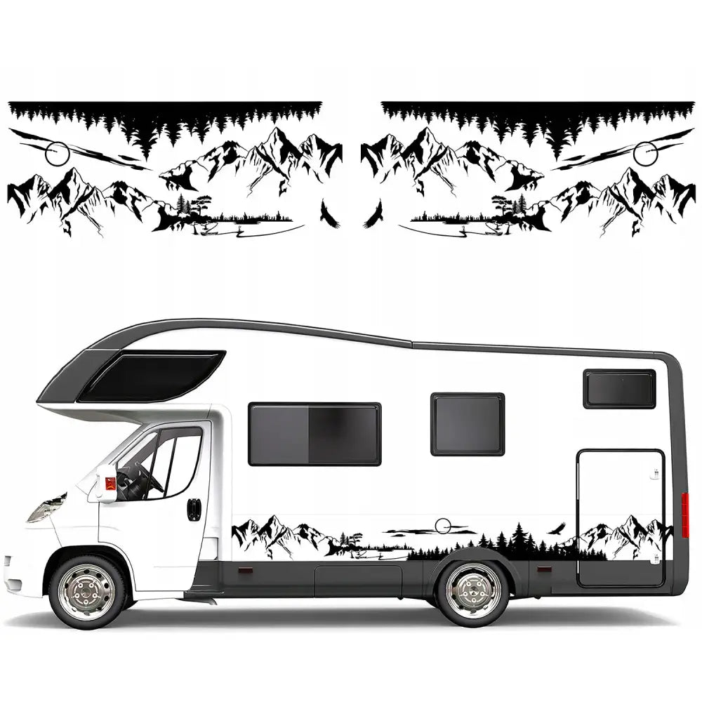 2x Bildekal Fjell Skog Mountain 99x243