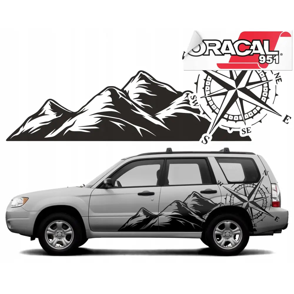 2x Bildekal Kompasrose Offroad 95x250