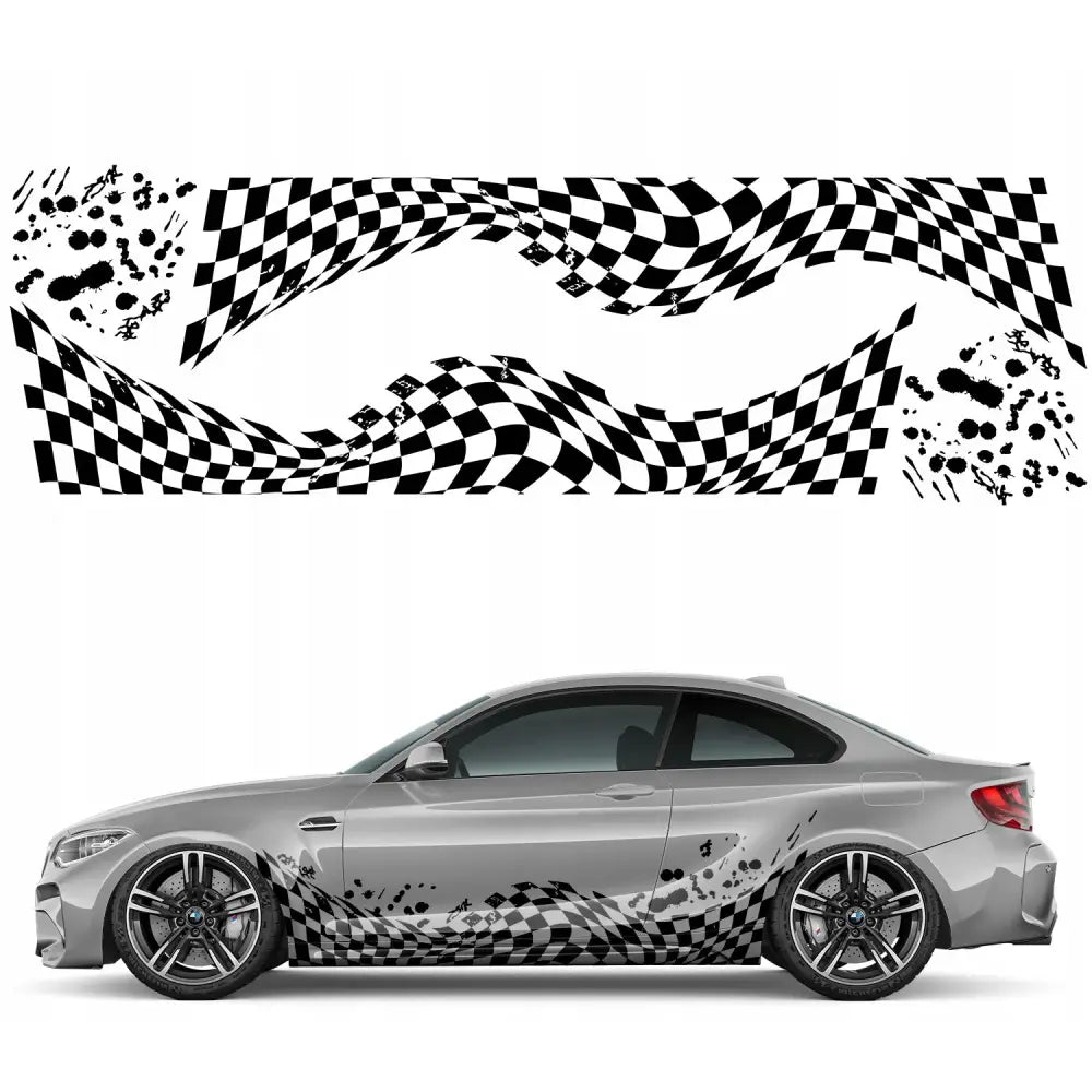 2x Bildekal med Flaggmotiv og Blekksprut 57x298 Mm