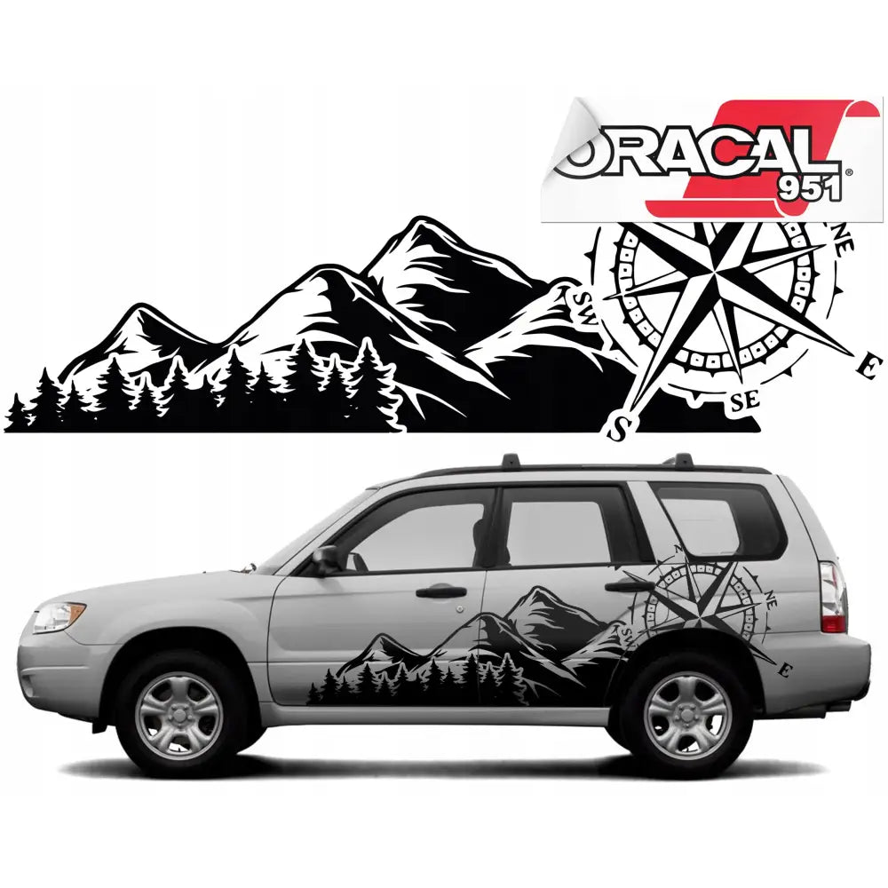 2x Bildekal Skog Trær Offroad 80x200