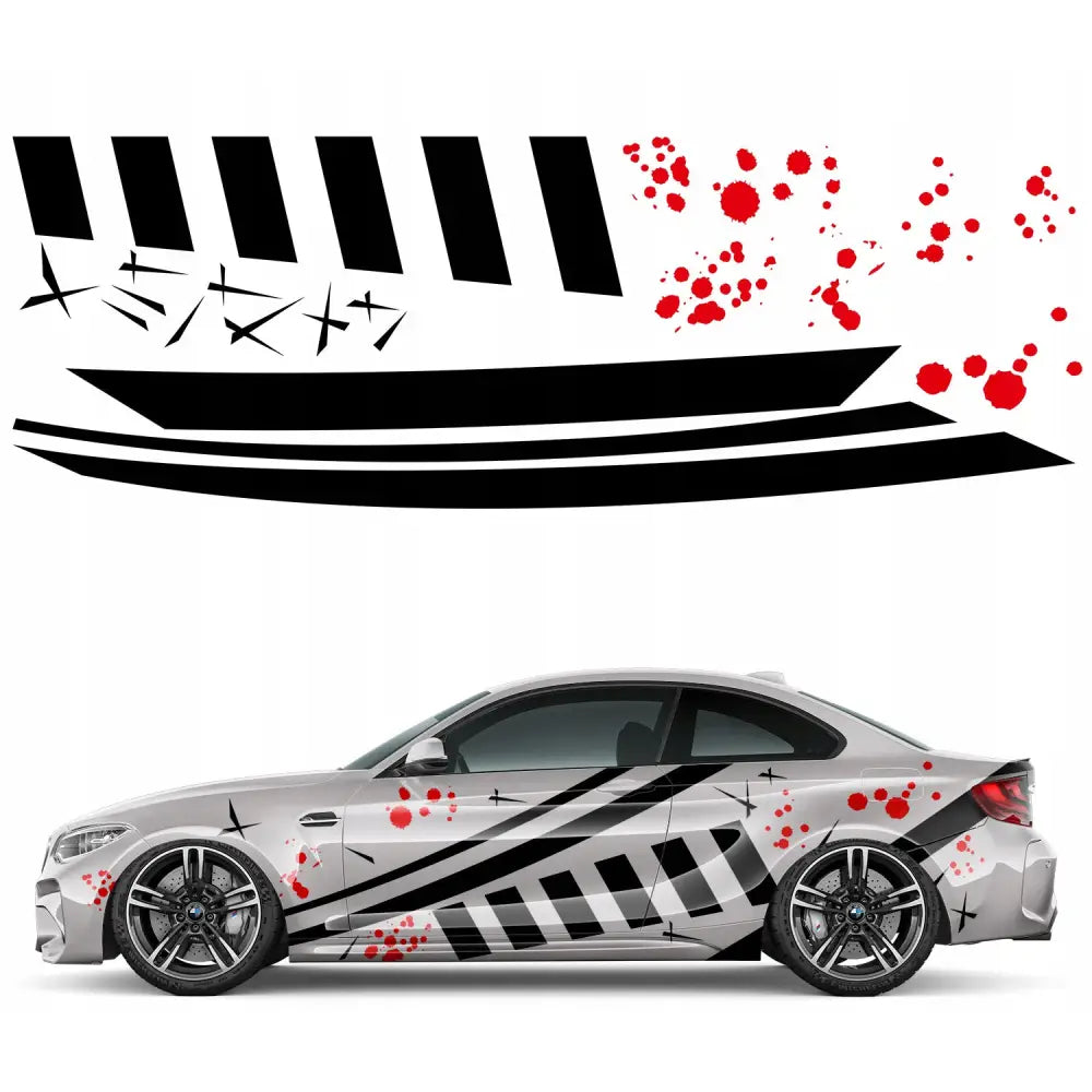 2x Bildekal Sølvdetaljer Stripemønster 91x262