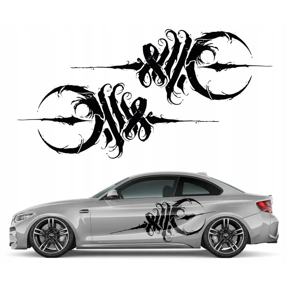 2x Bildekal Tribal-motiv 55x147 Cm Sølv