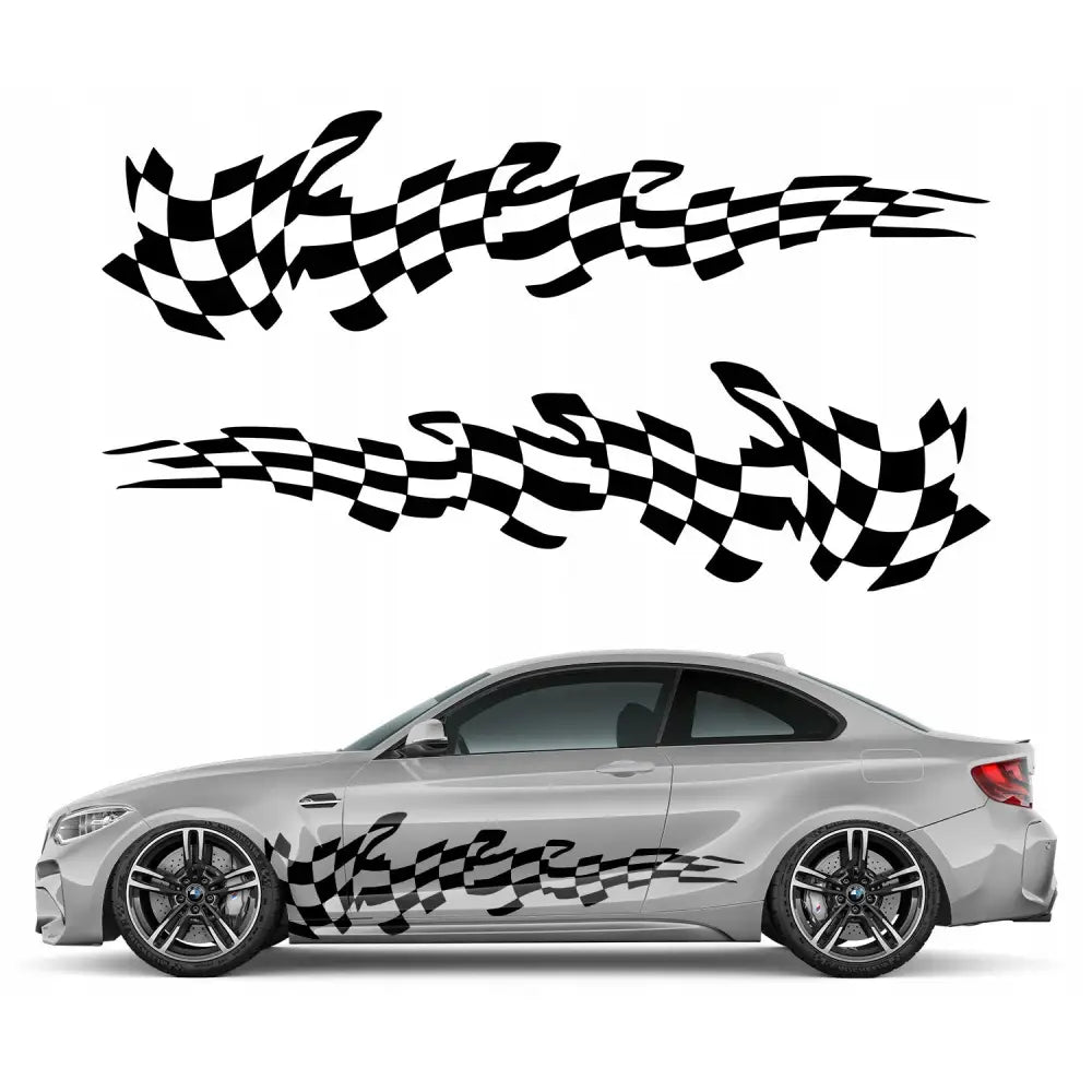 2x Bilmerke med Striper Flag Design 44x170 Cm Mg