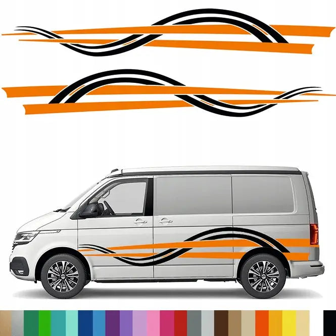 2x Dekalklistre for Camper Sidevogn Tema Striper Linjer 33x220