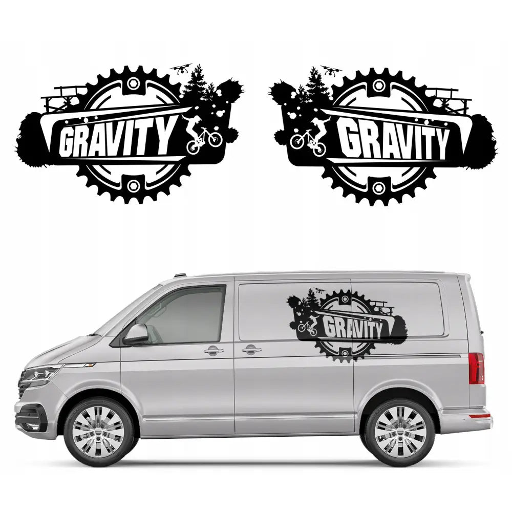2x Klistremerke for Bil Gravity Syklist 44x72cm Matt Grå