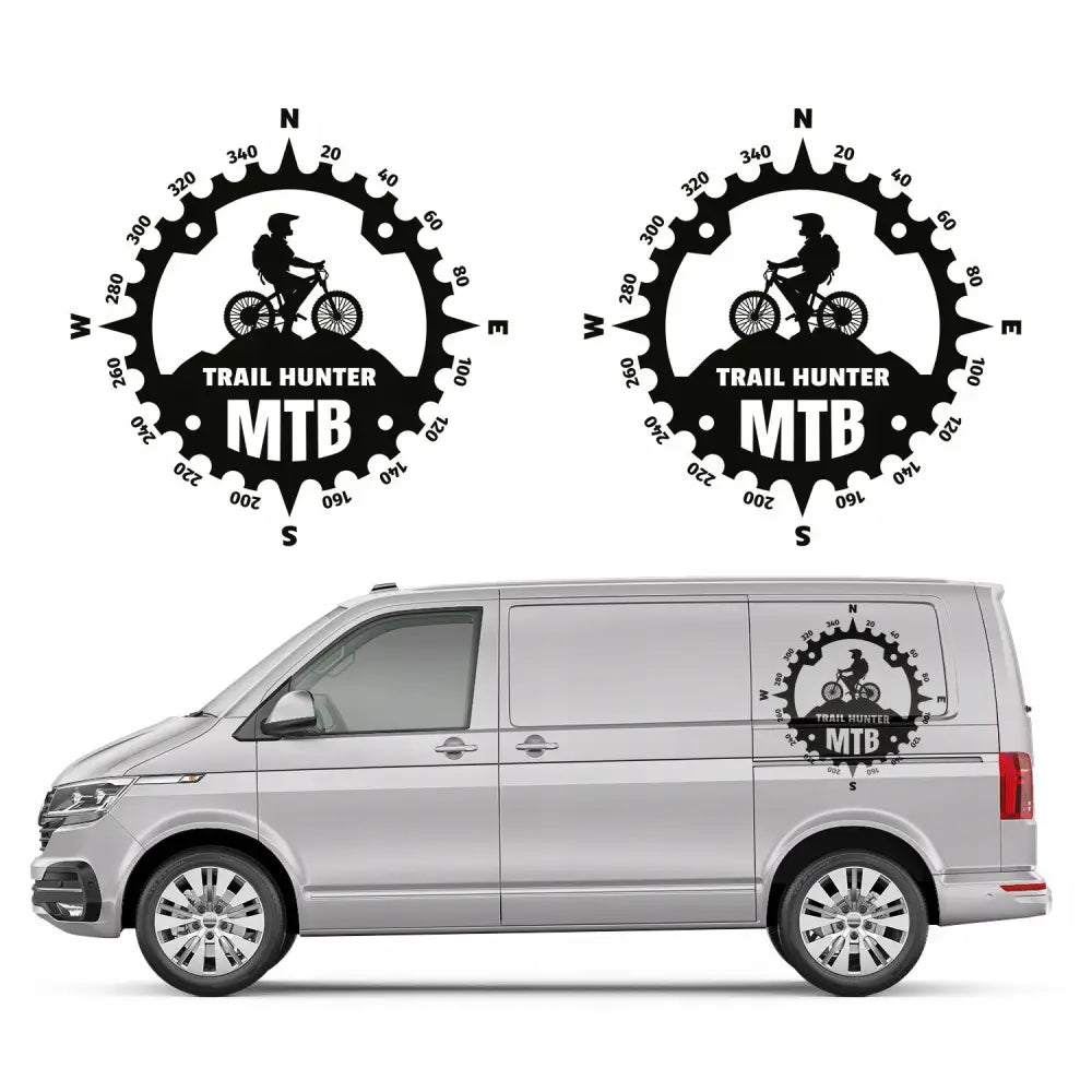 2x Klistremerke for Bil Kompass Syklist 44x44 Cm Mg