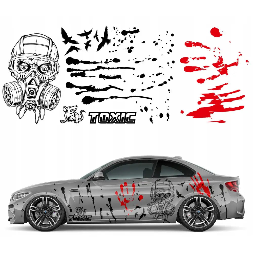 2x Klistremerke for Bil med Giftig Splatt Motiv 91x229cm Mg
