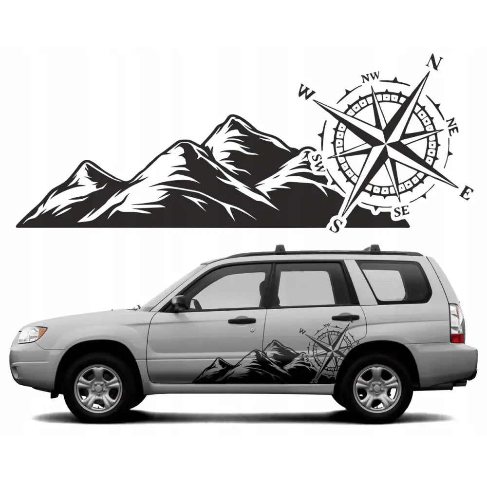 2x Klistremerke for Bil Vindrose Offroad 45x114 Cm