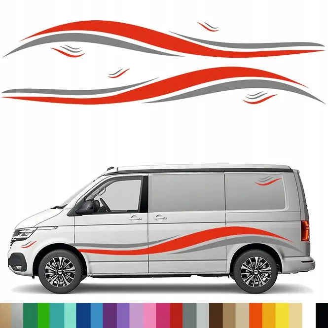 2x Klistremerke Grafikk for Side av Bobil Tilhenger Design Linjer Former 41x354