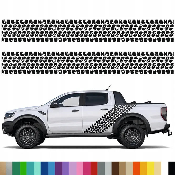 2x Klistremerke Grafikk på Jeep Bildekk Mønster Offroad Dekkspor 33x250 Mg
