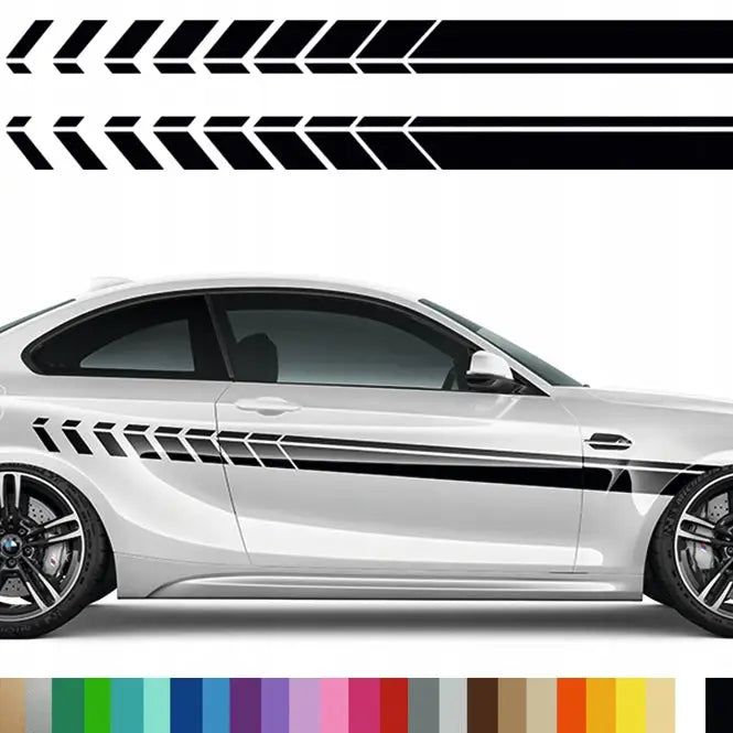 2x Klistremerke Grafikk til Bil Auto Motiv Striper 220x10 Mg