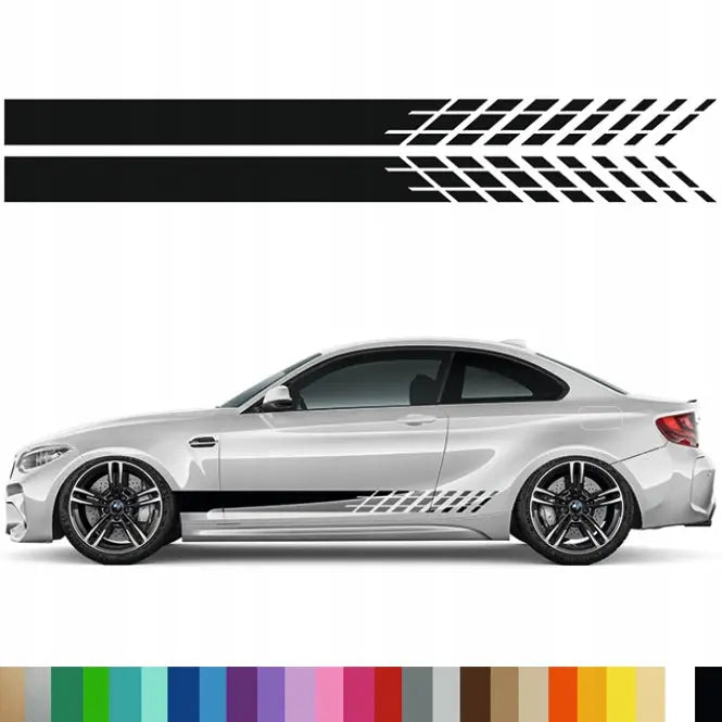 2x Klistremerke Grafikk til Bil Side Striper Sporty Tuning 250x16 Mg
