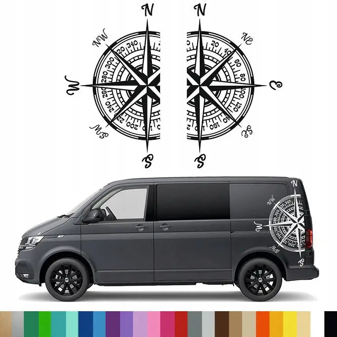 2x Klistremerke Grafikk til Bobil Campingvogn Vindrose 63x110