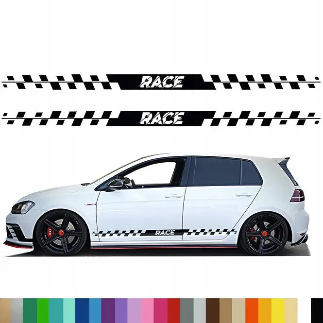 2x Klistremerker for Bil Grafikk Sidedekor Striper Racing 220x10,5 Cm