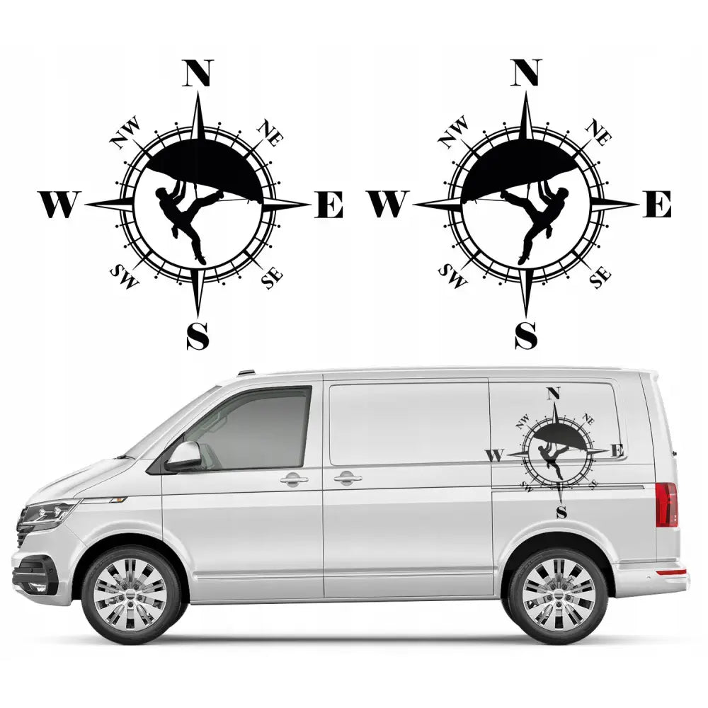 2x Klistremerker til Bil med Kompass og Klatring 89x94 Cm