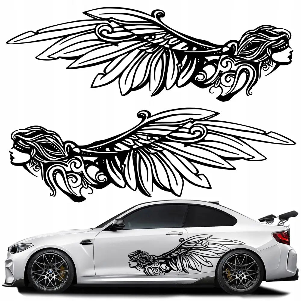 2x Klistremerker til Bilside Englevinger 43x130