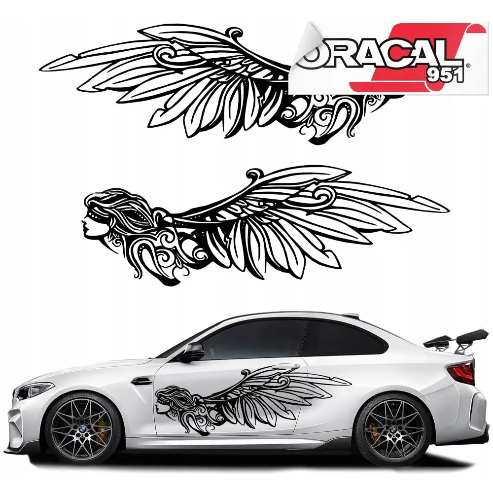 2x Klistremerker til Bilside Englevinger 43x130