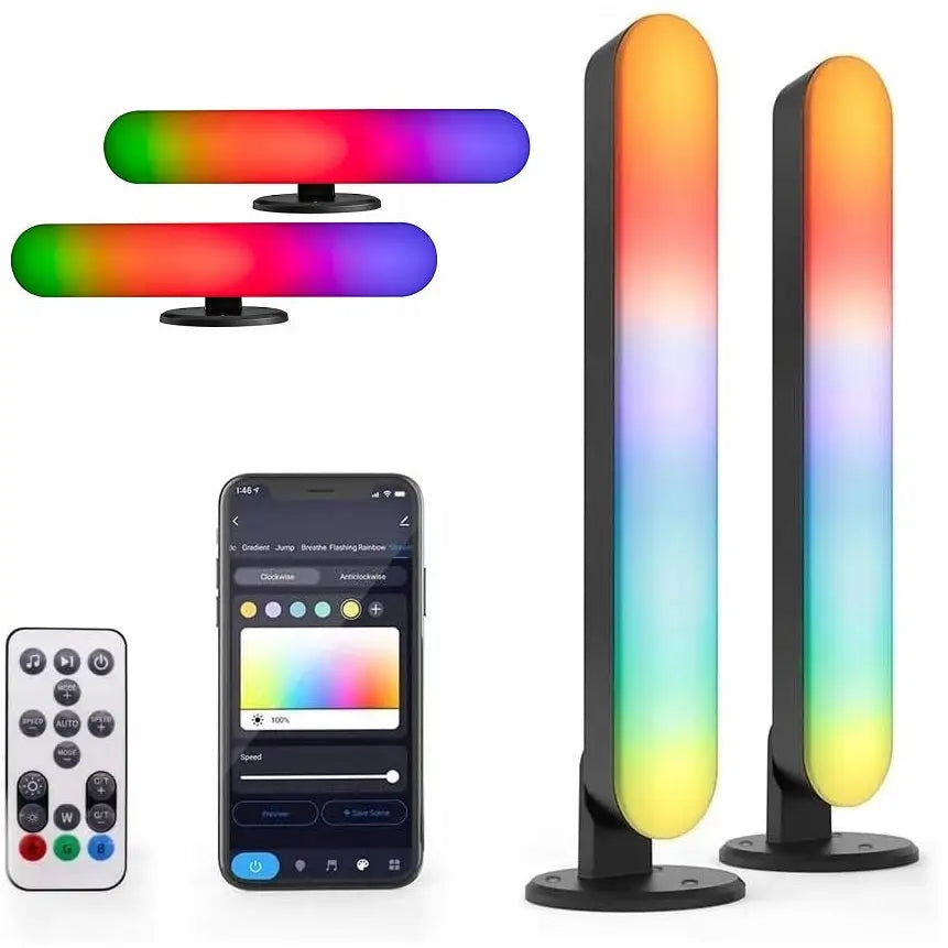 2x Led Rgb-skrivebordslampe med Fjernkontroll Gaming Kompatibel med Tuya Smart Life