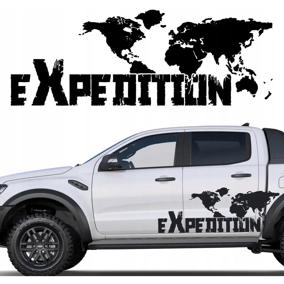 2x Offroad Ekspedisjon Verdenskart Klistremerke 118x42