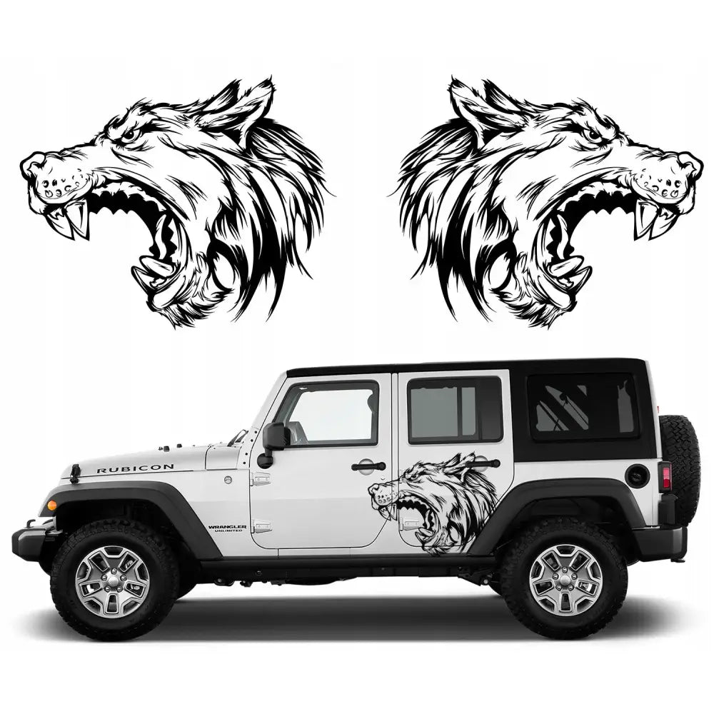 2x Ulvemotiv Klistremerke for Bil Klør 94x116 Cm Mg
