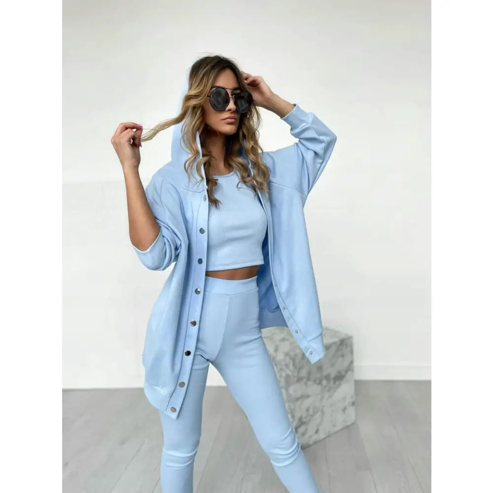 3-delt Aszmi Joggesett i Blått med Leggings