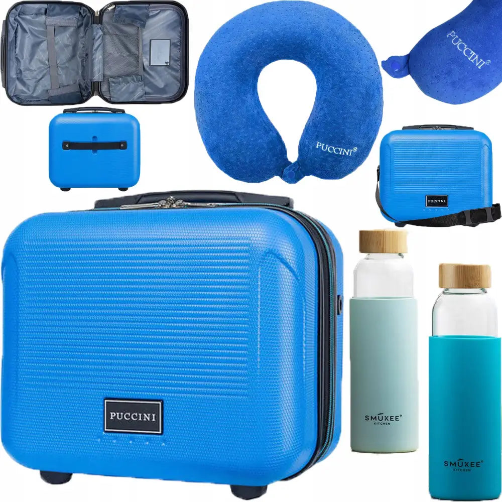 3-i-1 Turistsett fra Puccini: Koffert og Pute i Lyseblå