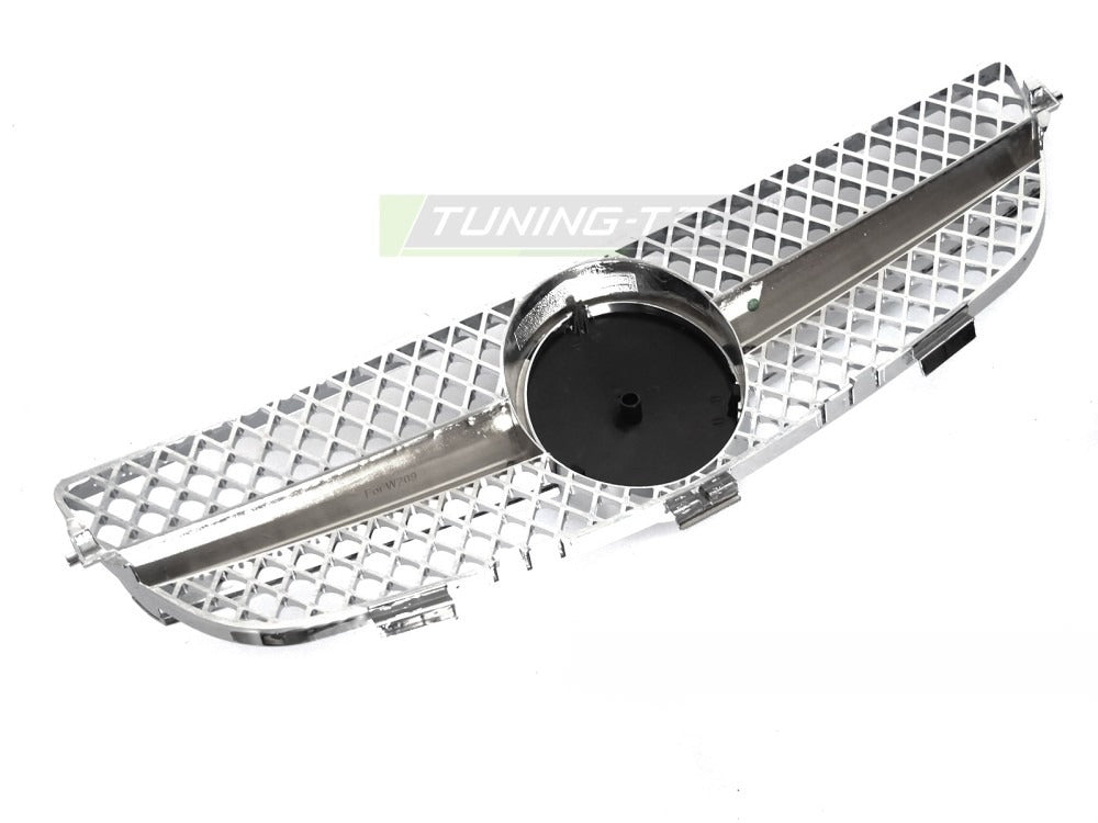Grill Mercedes CLK W209 03-10 sett fra siden, lamellstruktur synlig.