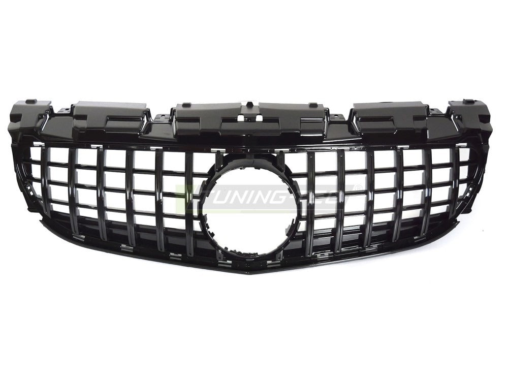 Detaljbilde av Grill SLK R172 15-20 blank sort med lamellstruktur og emblemfeste.