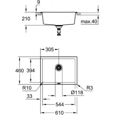 Måltegning Grohe K700 – mål 610x460 mm