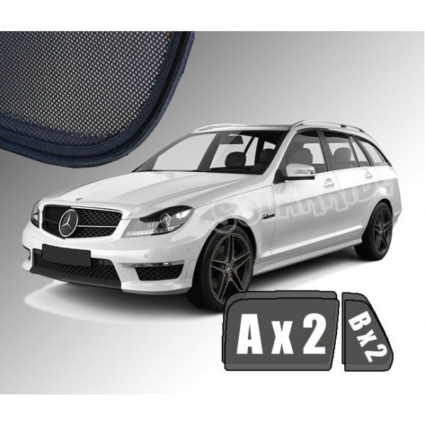 Solskjerm Mercedes C-Klasse (S204 / W204) STV (2007-2014) (4 stk) - sett forfra