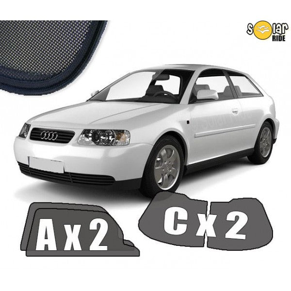 Sr solskjerm i roykfarget akryl til Audi A3 8L for bedre ventilasjon og regnbeskyttelse
