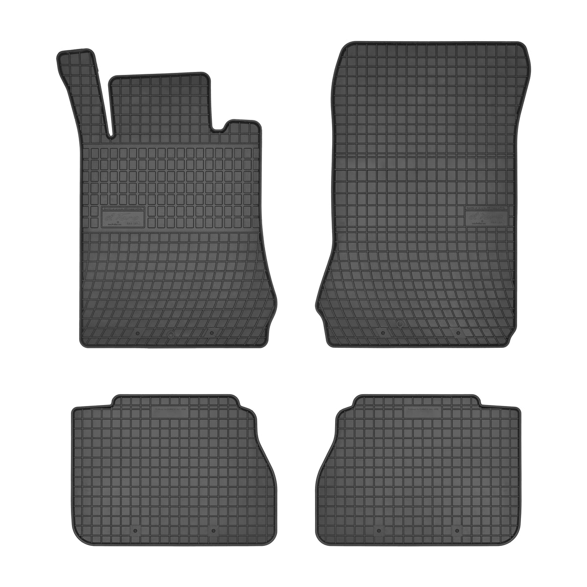 Frogum gummimatter til Mercedes E-Klasse W210 1995–2003 – 4-delt sett med 1 cm sidekant, svart-anthracite