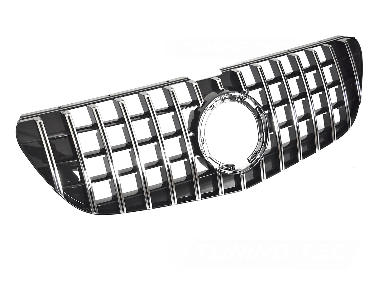 Grill Sport Krom Sort til Mercedes Vito W447 19-23 sett rett forfra på hvit bakgrunn.