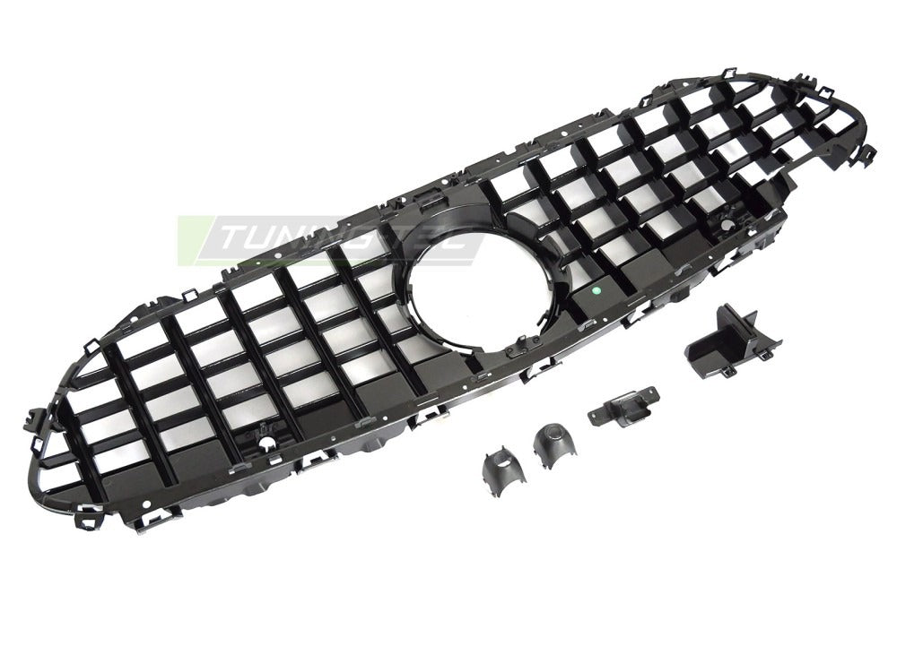 Grill Mercedes CLS C257 18-23 blank sort med festedetaljer.