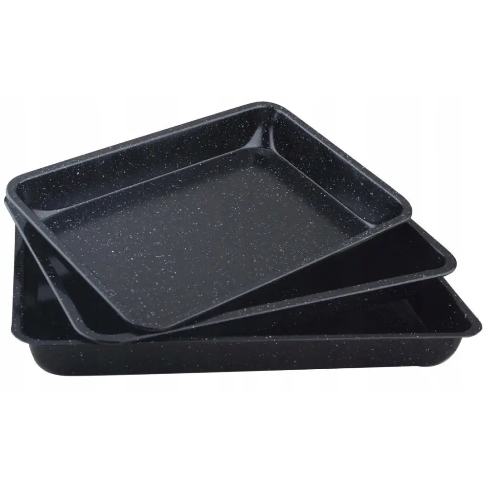 To svarte bryteformer i metall med hvite prikker, stablet skrått for å vise design og størrelse.