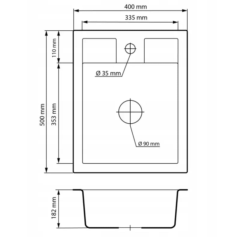 Oppvaskkum i Granitt med Kran 40x50 Tilgjengelig i 6 Farger
