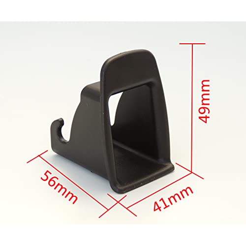 Isofix Adapter i sort plast med rektangulær åpning, mål 56 mm, 41 mm og 49 mm markert med rødt.