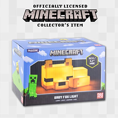 Nattlampe formet som en babyrev fra Minecraft vises i blå eske med engelsk tekst og tydelig logo, skrått forfra.