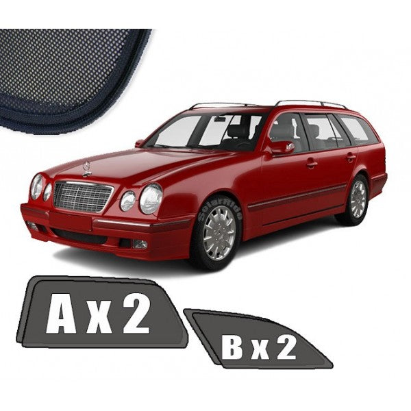 Sr solskjerm i akryl til Mercedes E-Klasse (W210 / S210) STV, roykfarget og enkel montering med 3M tape