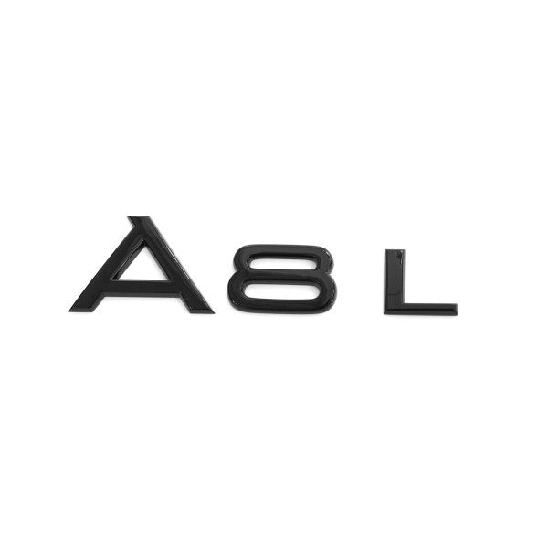Emblem/logo til Audi A8L Black Glossy i svart blank utførelse for bakluke