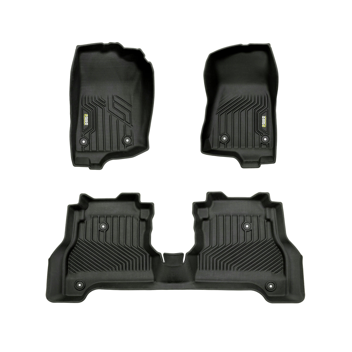 Frogum Race Rock Heavy Duty TPE gulvmatter til Jeep Gladiator 2019– – svart, sett med 3 matter